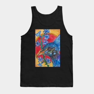 Blue peacock bird and flowers Tank Top